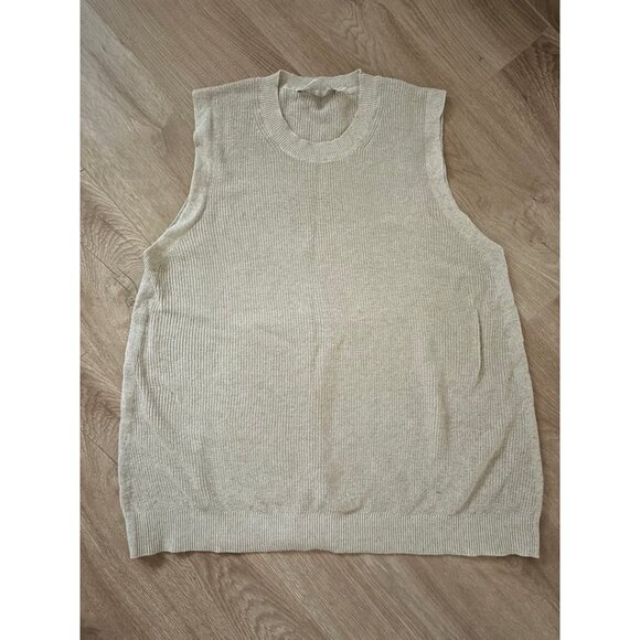 Linen Knit Crew Neck Sleeveless Sweater - sz M - Picture 3 of 5